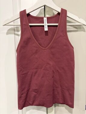 Athleta Ribbed V-Neck Tank Top - Mauve Rose